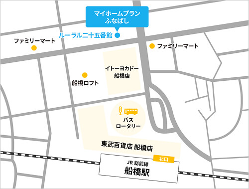 マイホームプランふなばし 地図 車でお越しの方